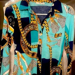 Small Navy, Turquoise and Gold Dress